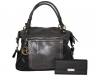 GIO Stylish Faux Leather Shoulder Bag with Purse - Black Photo