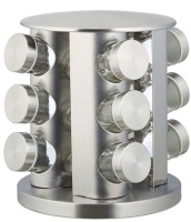 12 Jar Rotating Spice Carousel Silver