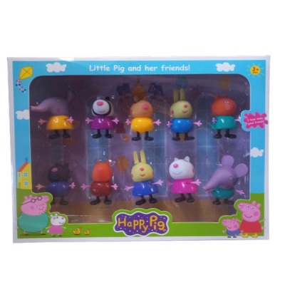 Peppa Pig Happy Pig Play Set 9 Friends Action Figure Play Set