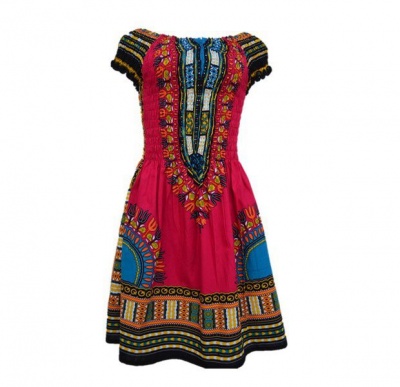 Photo of Smoked African Dashiki Printed Short Dress - Free Size