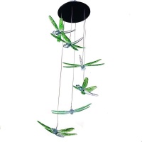 Solar Powered Dragonfly Wind Chime Garden Light Multicolor