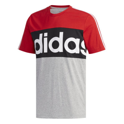 Photo of adidas - Men's Essential Colour-Block Tee - Red/Grey/Navy