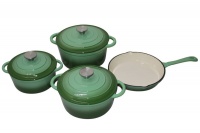 Authentic 7 piecess Cast Iron Cookware Set Green