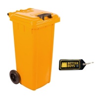 120Litre SABS Approved Wheelie Plastic Waste Yard Bin Orange Key Holder