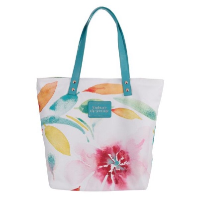 Heartfelt Canvas Tote Bag Embrace the Journey Pink Daisies