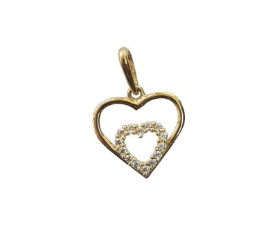 Photo of 9k Yellow Gold Heart of Hearts Pendant with Diamoante in inner heart