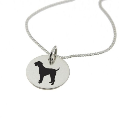 Photo of Airedale Terrier Dog Silhouette Sterling Silver Necklace with Chain