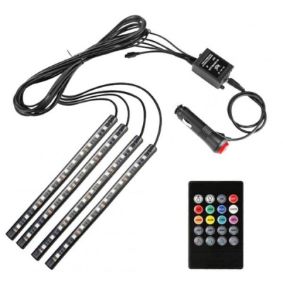 Photo of RGB Car Atmosphere Strip Light with Wireless Remote Control 12 x 4 LED