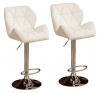 Diamond Padded Bar Kitchen Stool Chairs - Set of 2 - White Photo
