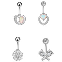 4 Piece Belly Button Ring Stainless Steel Navel Piercing Hypoallergenic
