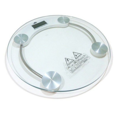 Electronic Personal Body Weight Scale Round Glass