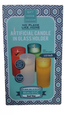 Candle in Glass Holder that works with Batteries