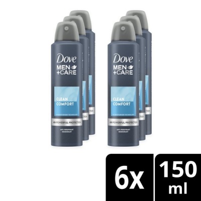 Dove Men Care Clean Comfort Antiperspirant Deodorant Body Spray 6x150ml