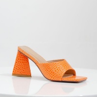 LaMara Paris Feray one band croc slide on 8cm heel orange