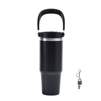 900ML Tumbler Stainless Steel Vacuum Mug Cup Lid With Carry Handle and Straw