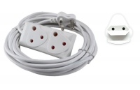 10m Extension Cord With A Two Way Multi Plug Ext Lead with 3 Pin to 2 Pin