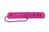 Electricmate 6 Way Multi Plug Over Load - Pink Photo