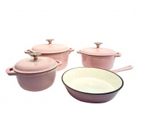 Light Pink 7 pieces Authentic Cast Iron Dutch Oven Cookware Pot Set