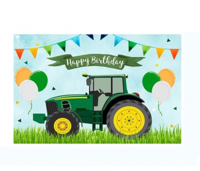 Party Palace Kids Birthday Party Table and Photography Backdrop Green Pastel Farm