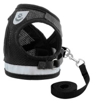 McDog Soft Mesh Reflective Dog Harness Vest with Leash Black