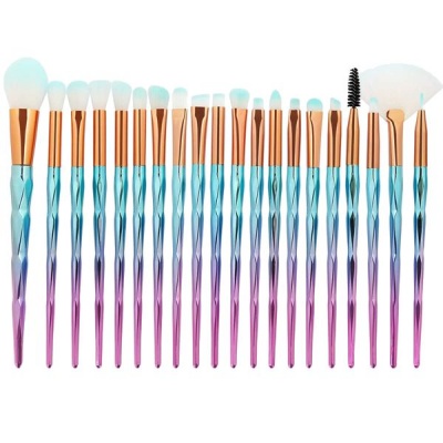 Photo of Professional 20 Pieces Diamond Handle Makeup Brush Set - Pink & Blue