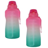 Maisonware 38L Giant Motivational Water Bottle Pink and Green 2 Pack