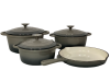 Pot set 7 Piece Cast Iron Grooved Lid Grey Photo