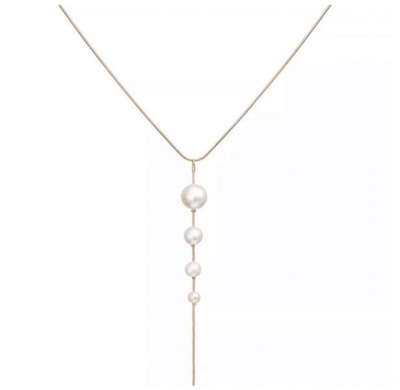 Photo of SilverCity Thin Gold Simulated Pearl Drop Necklace