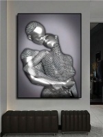 3 Pieces Unframed Modern Art Canvas Painting Of Man Woman Sculpture 50x70