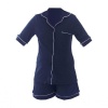 Hannah Grace Maternity Blue PJ Set with White Piping Photo