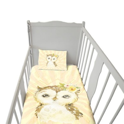 Photo of Print with Passion Yellow Baby Owl Cot Duvet Set