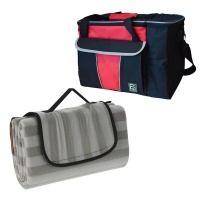 Eco Side by Side Cooler with Picnic Blanket blackred