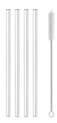 Glass Reusable Straws with Cleaning Brush