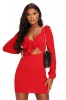 I Saw it First - Ladies Red Tie Front Milkmaid Mini Dress Photo