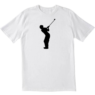 Female Golfer Swinging White Golfer T shirt