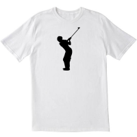Female Golfer Swinging White Golfer T shirt