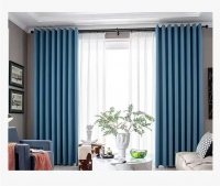 Blue Blackout Plain Bedroom Eyelet 500W x 250L cm