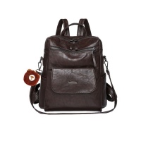 Bigfive Travel Backpack PU Leather Backpack Purse for Women Coffee