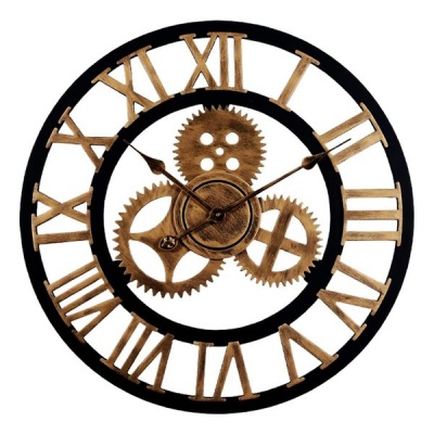 Photo of Heartdeco Vintage Industrial Gear Wooden Silent Quartz Wall Clock 40cm
