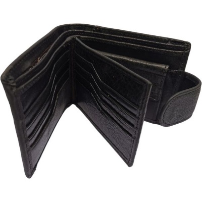 Photo of Skywalker Men's Genuine Leather Bifold Wallet for 12 Cards - Black