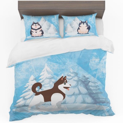 Photo of Print with Passion Cute Huskies Duvet Cover Set