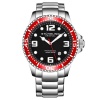 Stuhrling Original Men's Divers Link Bracelet Red Black Photo