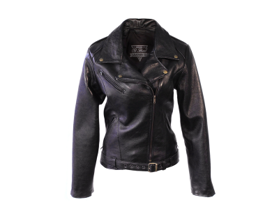 Old School Womens Double Breasted Shiny Black Leather Jacket