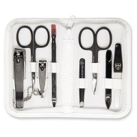 Kellermann 3 Swords Kellermann Manicure Set 8x Black Nail Tools in White Case BL 9207MCSZ