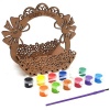 BUFFTEE Happy Easter Laser Cut Wooden Easter Eggs Basket & Painting Set Photo