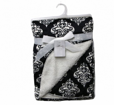 Photo of Mothers Choice Baby Blanket - "Black with Fancy Print"