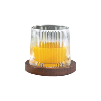 Hot Selling Spinning Crystal Whiskey Glass With Wooden Based