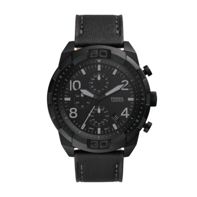 Fossil Bronson Mens Black Leather Watch FS5874
