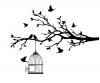 Graceful Accessories Vintage Bird Cage Wall Vinyl Photo