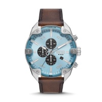 Diesel Spiked Chronograph Brown Leather Watch DZ4606
